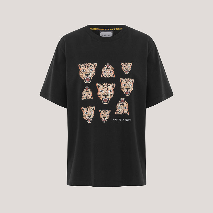 Leopard Face T-Shirt Black