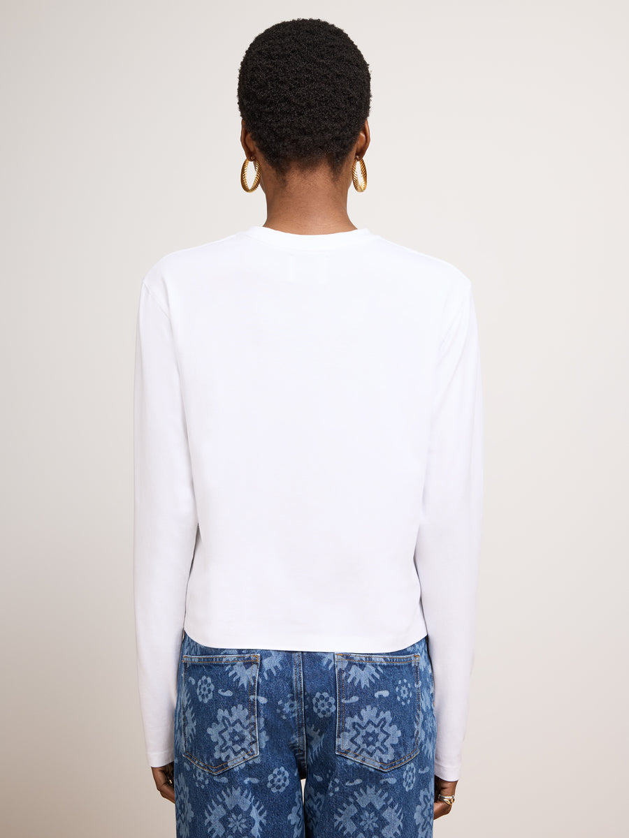 Leopard Logo Long Sleeve T-Shirt White
