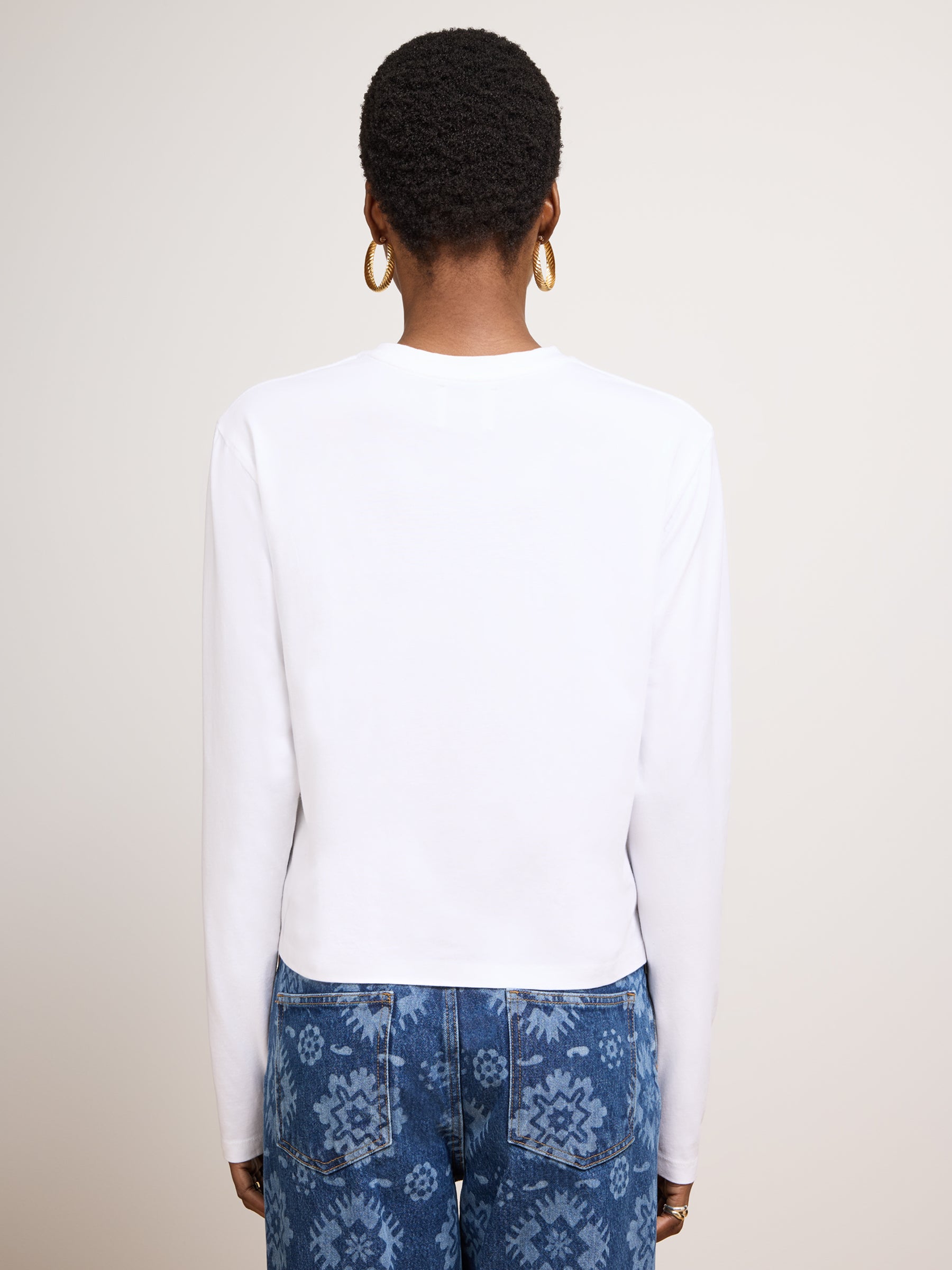 Leopard Logo Long Sleeve T-Shirt White