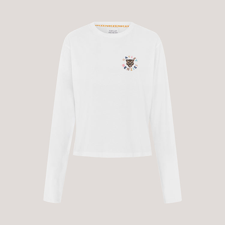 Leopard Logo Long Sleeve T-Shirt White