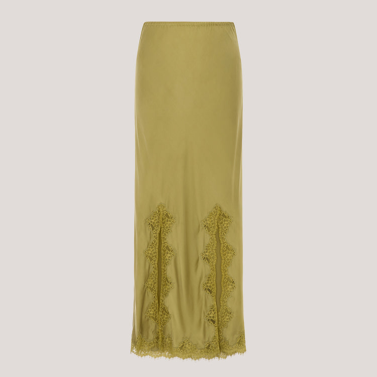 Liv Silk Skirt Green