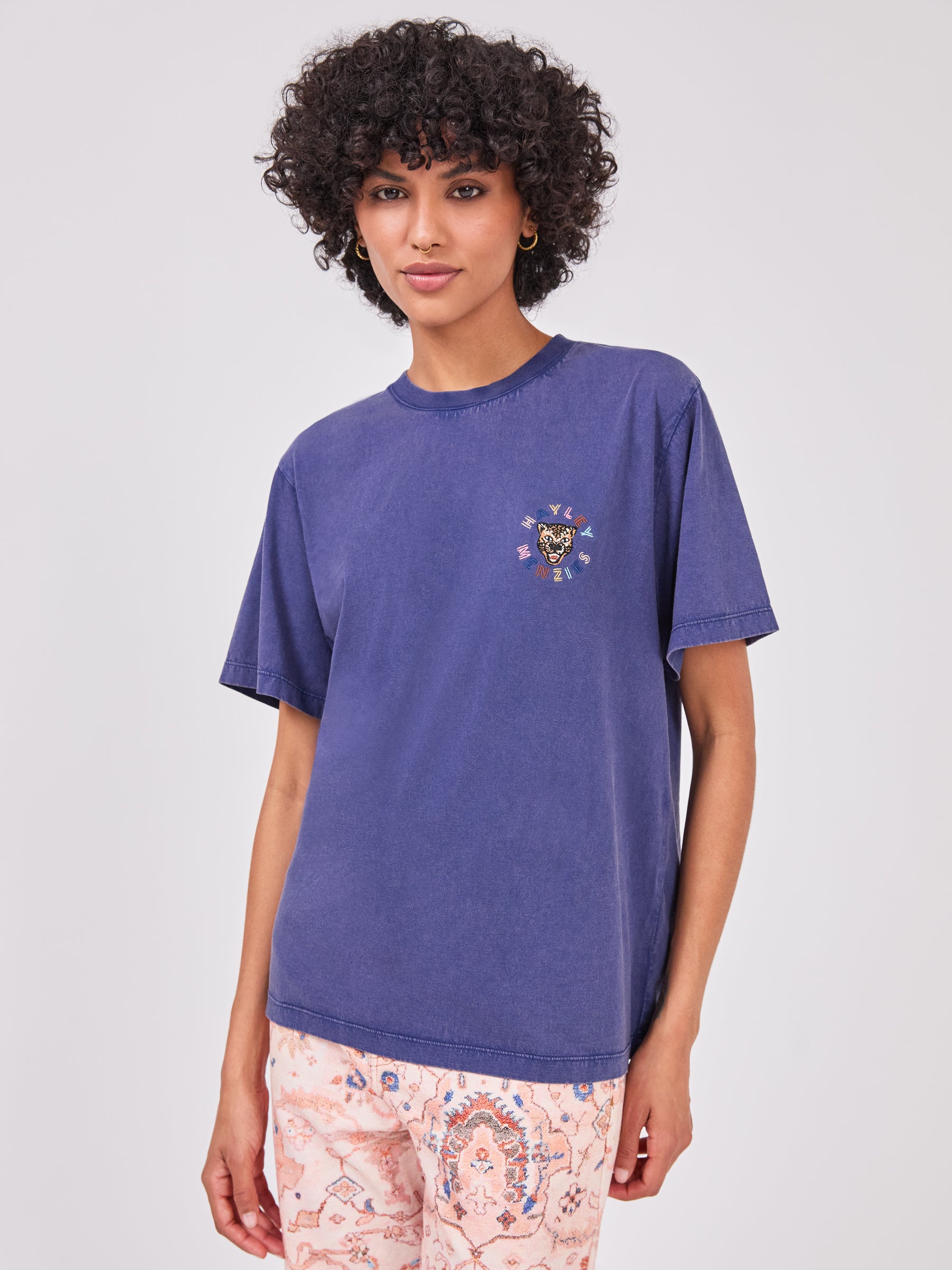 Leopard Logo T Shirt Navy