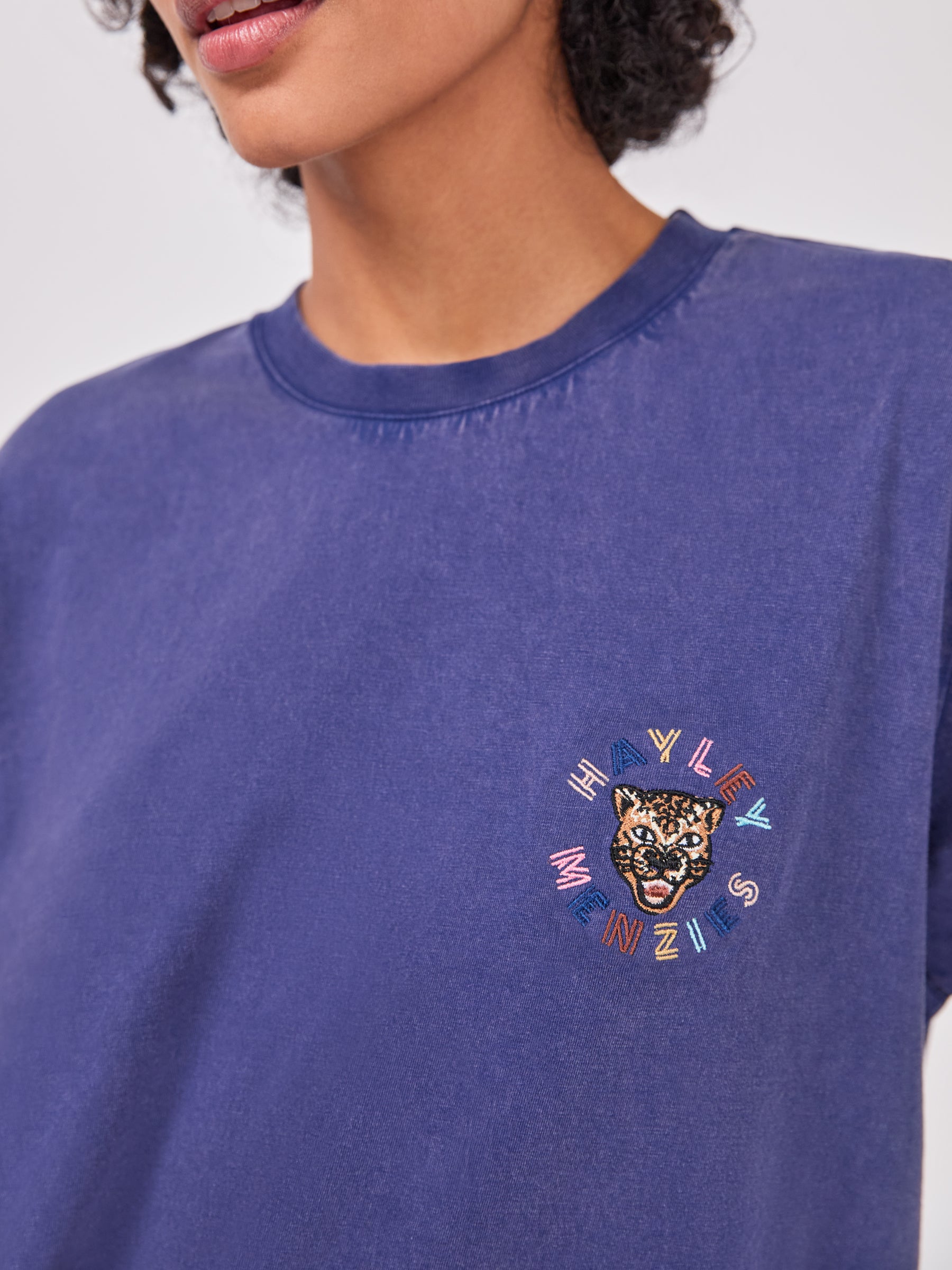 Leopard Logo T Shirt Navy