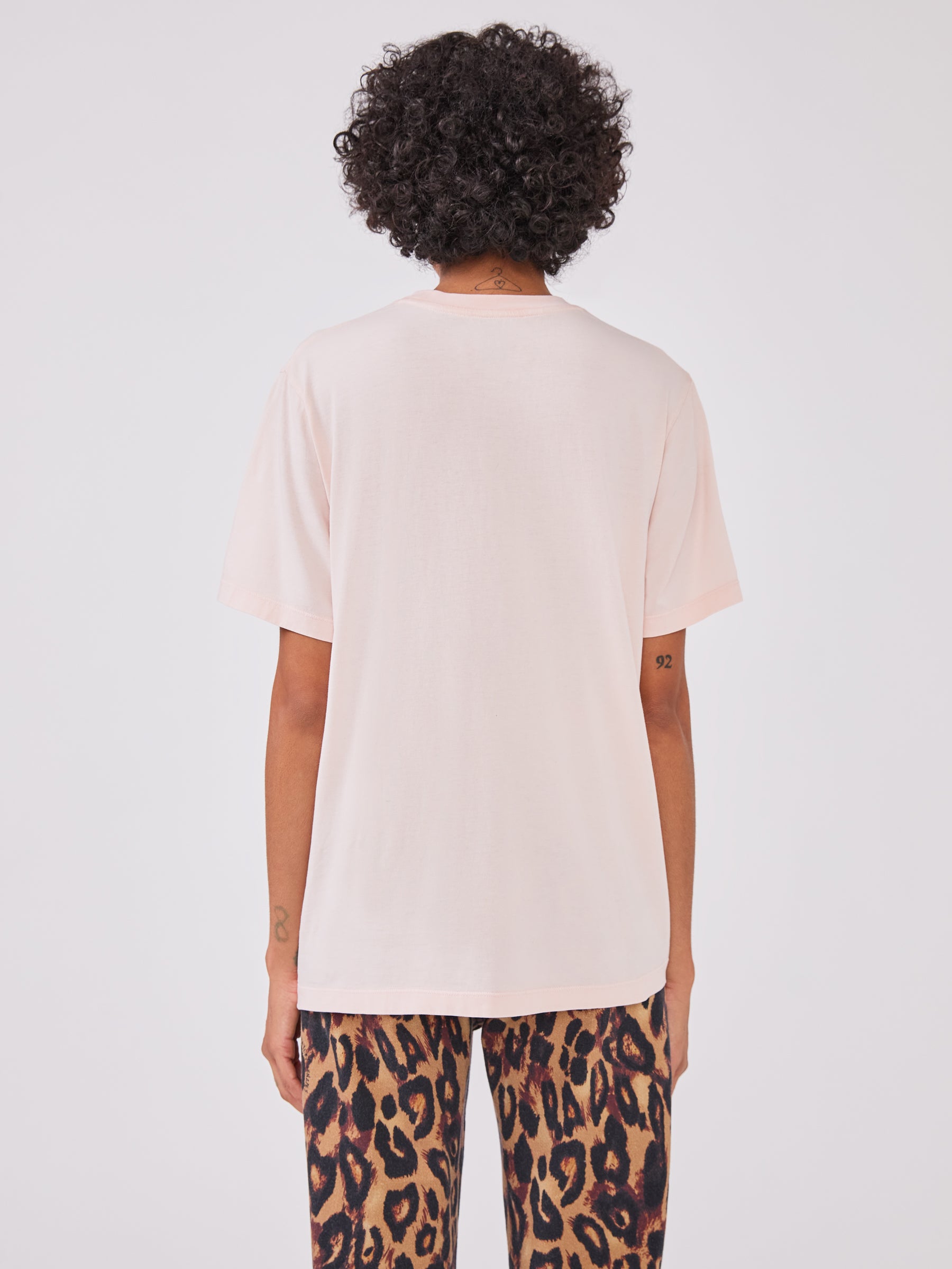 Leopard Logo T Shirt  Peach