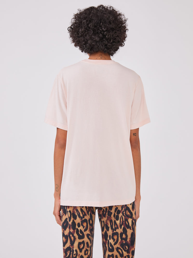 Leopard Logo T Shirt  Peach