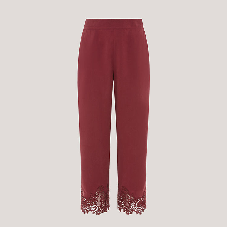 Etta Silk Trousers Burgundy
