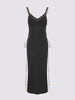 Black Lace Silk Midi Slip Dress