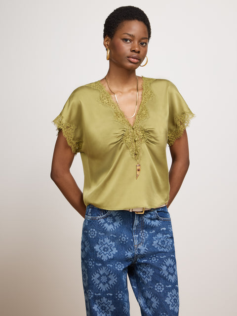 Lana Silk Top Green
