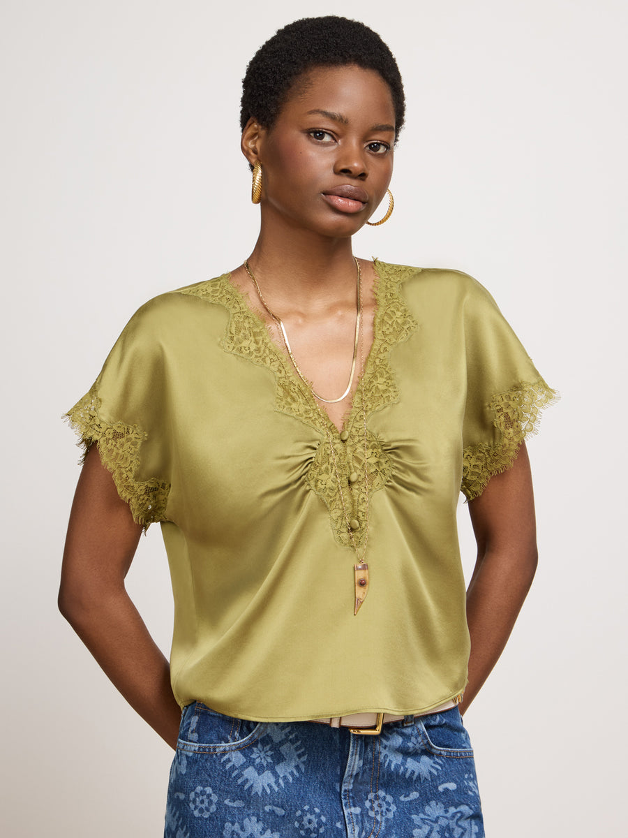 Lana Silk Top Green