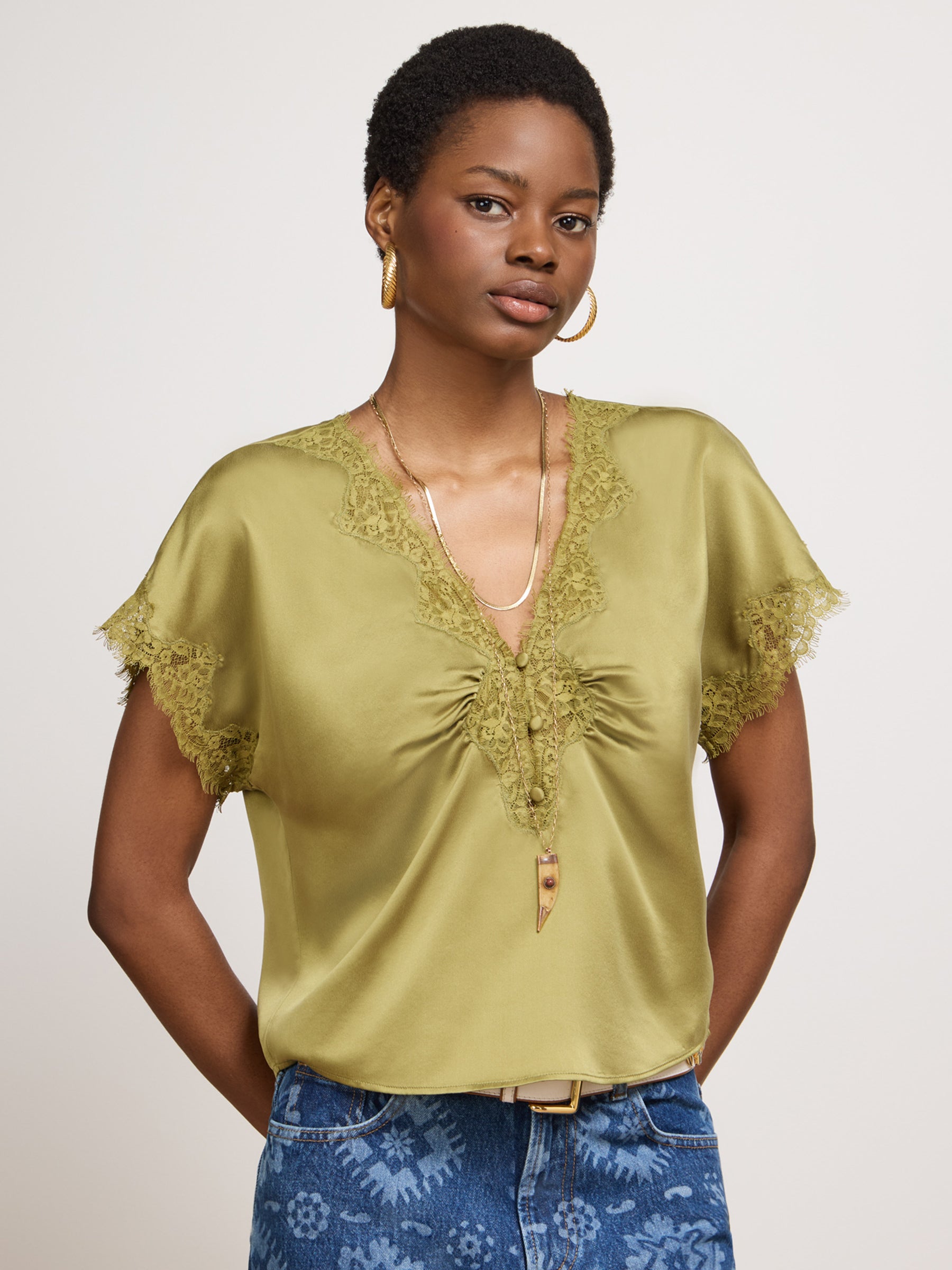 Lana Silk Top Green