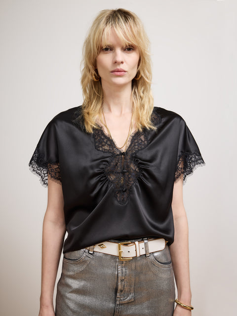 Lana Silk Top Black
