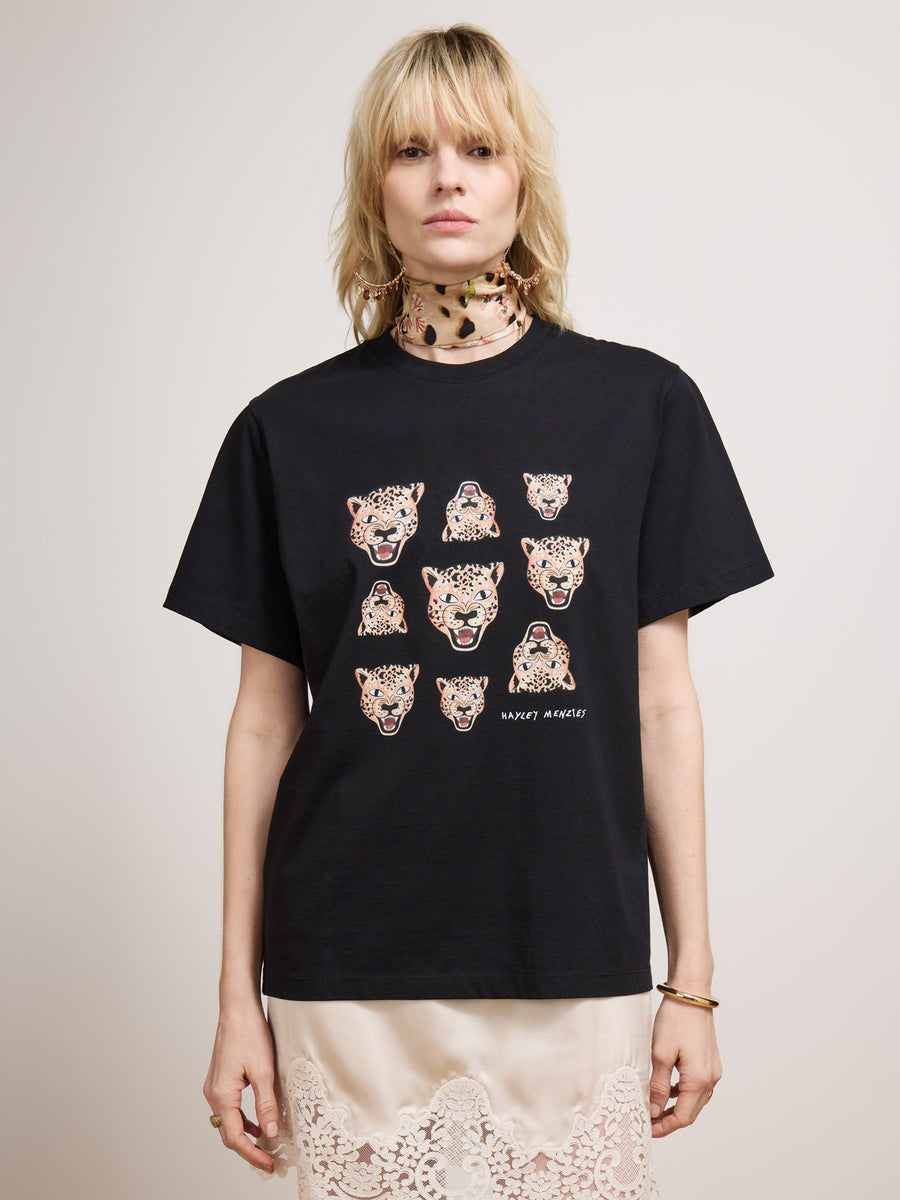 Leopard Face T-Shirt Black