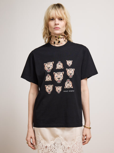 Leopard Face T-Shirt Black