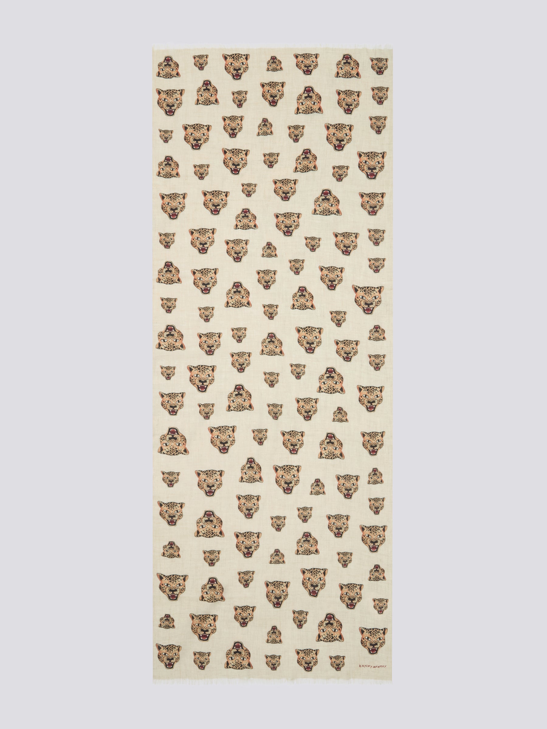 Leopard Logo Cashmere Wool Scarf