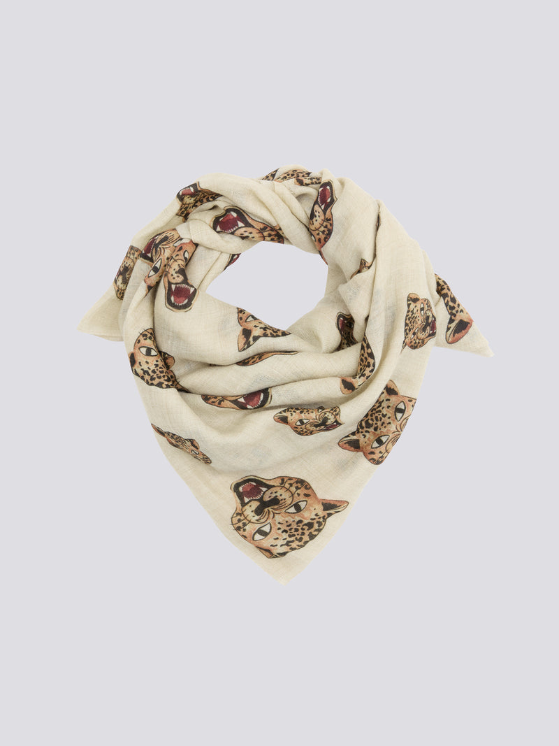 Leopard Logo Cashmere Wool Scarf
