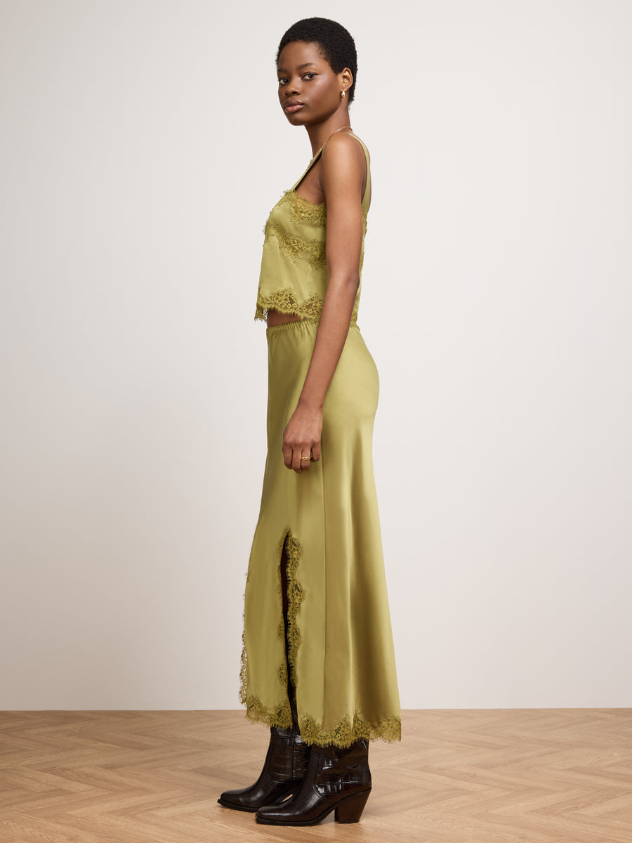 Liv Silk Skirt Green