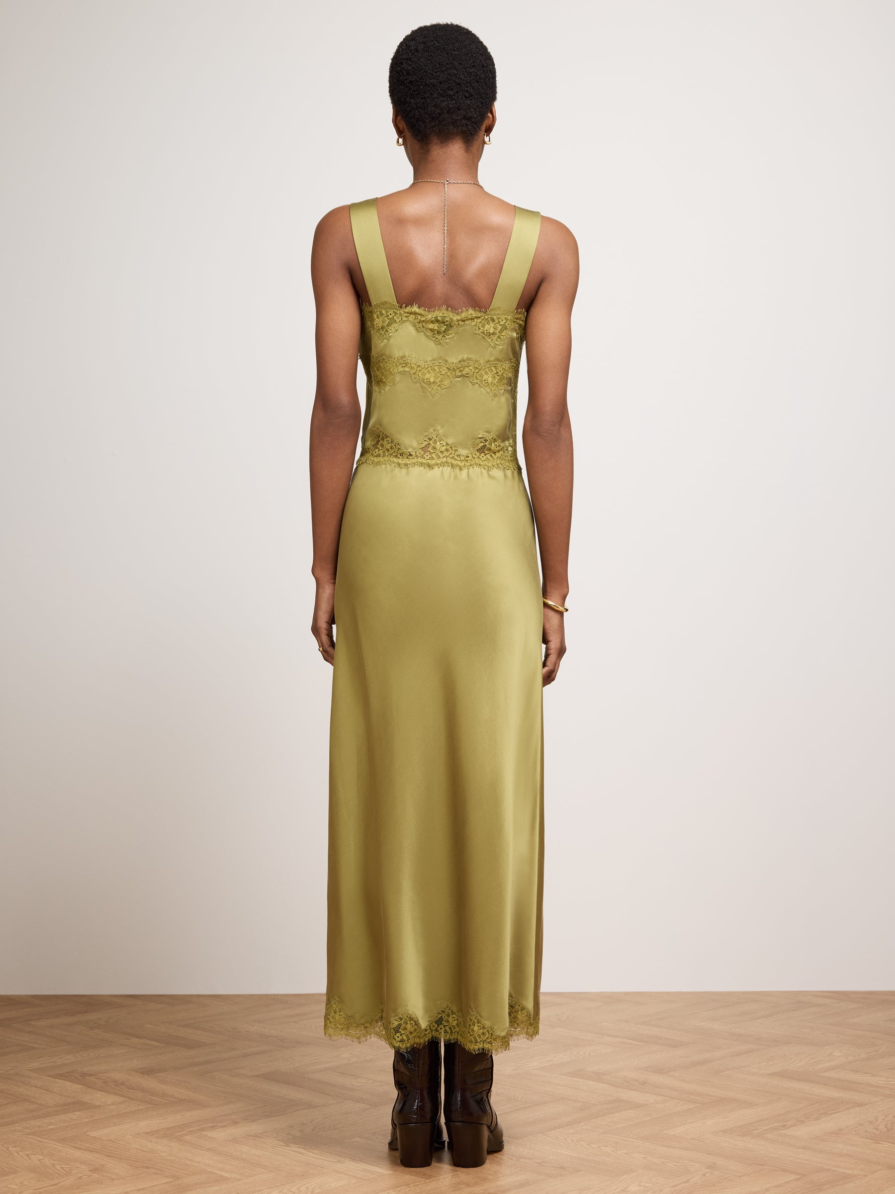 Liv Silk Skirt Green