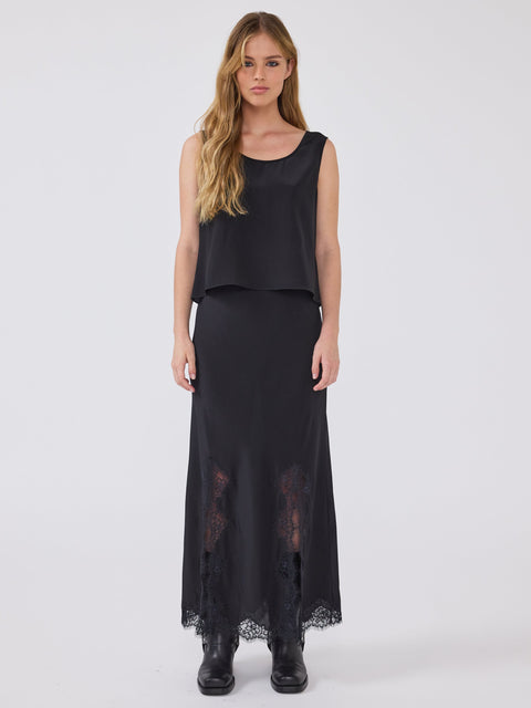 Liv Silk Skirt Black