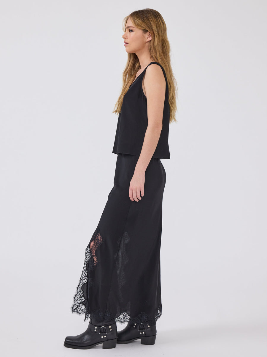 Liv Silk Skirt Black
