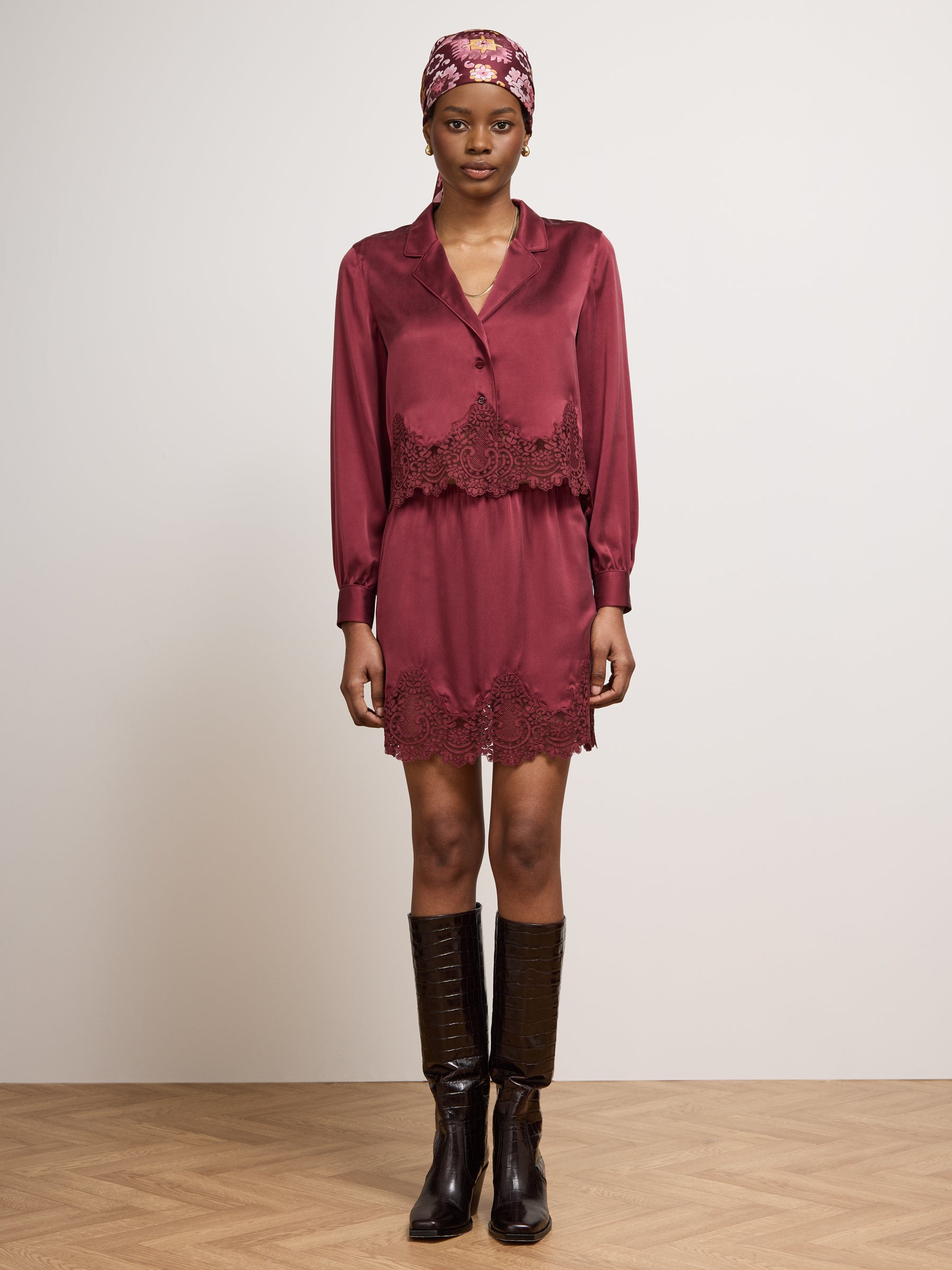 Lola Silk Shirt Burgundy