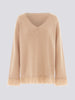 Cashmere Fringe V Neck Jumper Camel