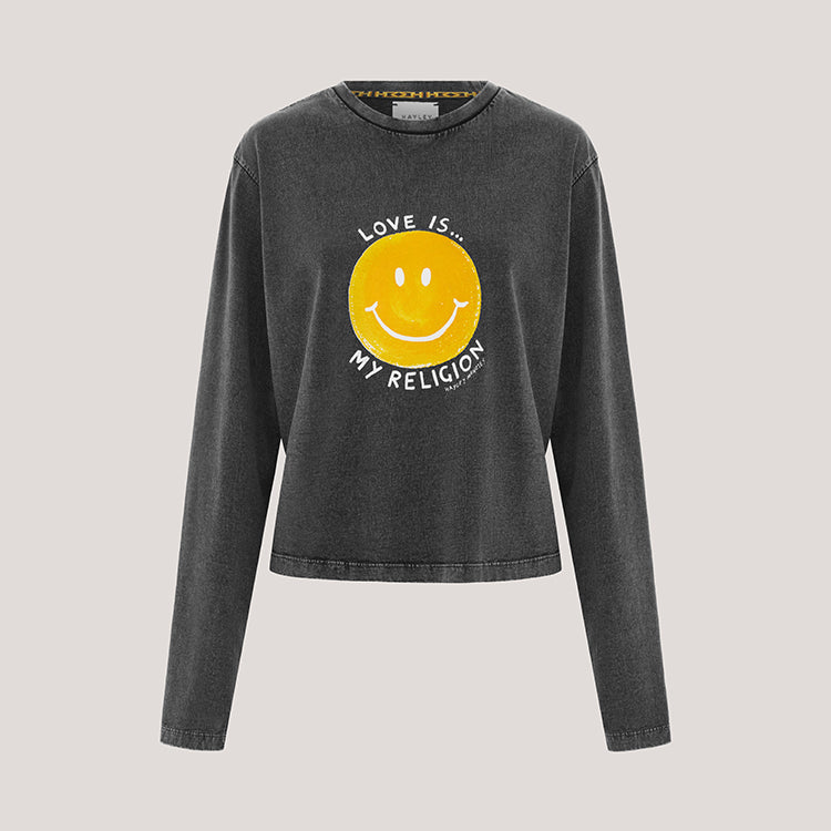 Smiley Love Long Sleeve T-Shirt Grey
