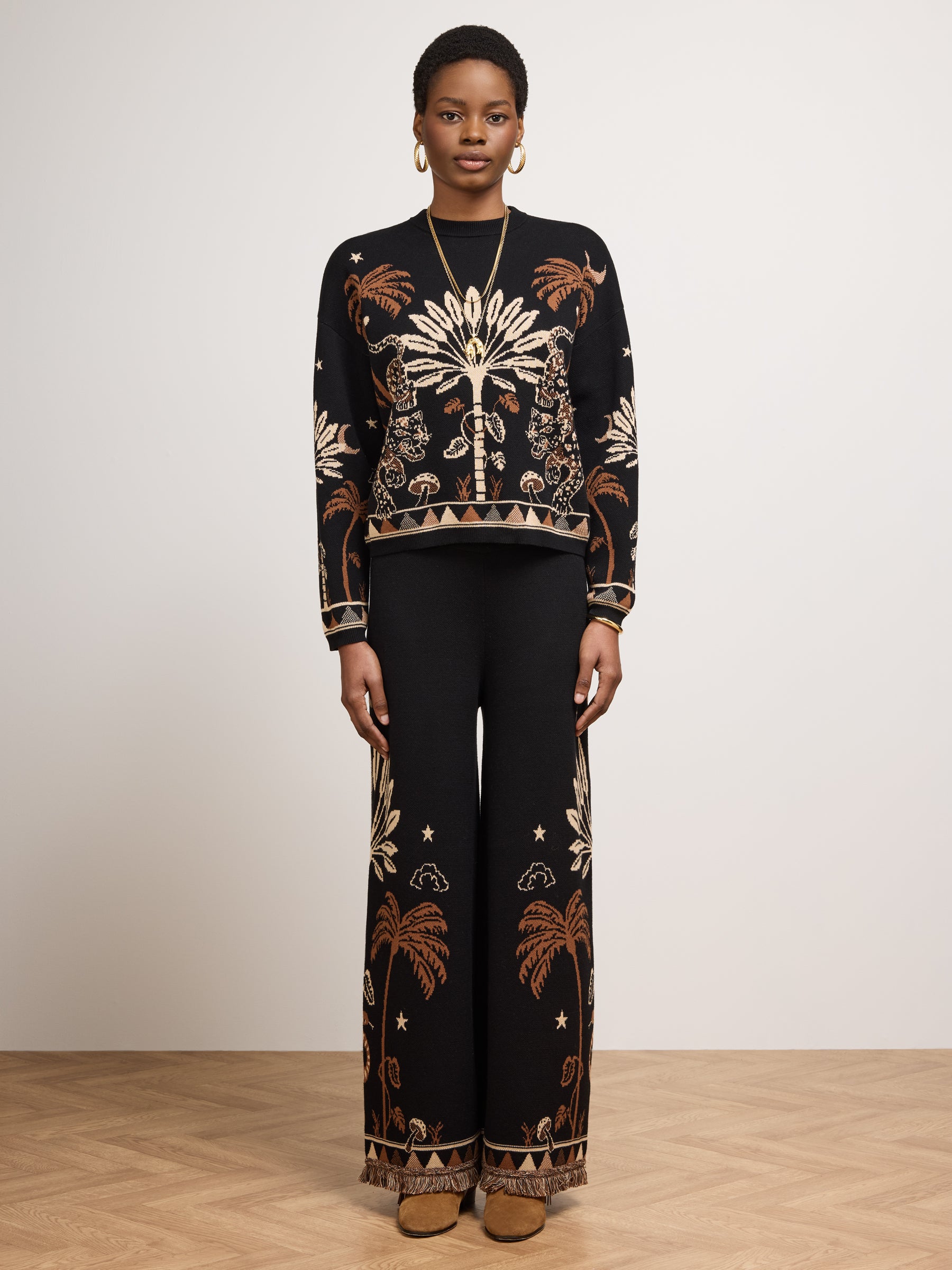 Magic Leopard Trousers Black