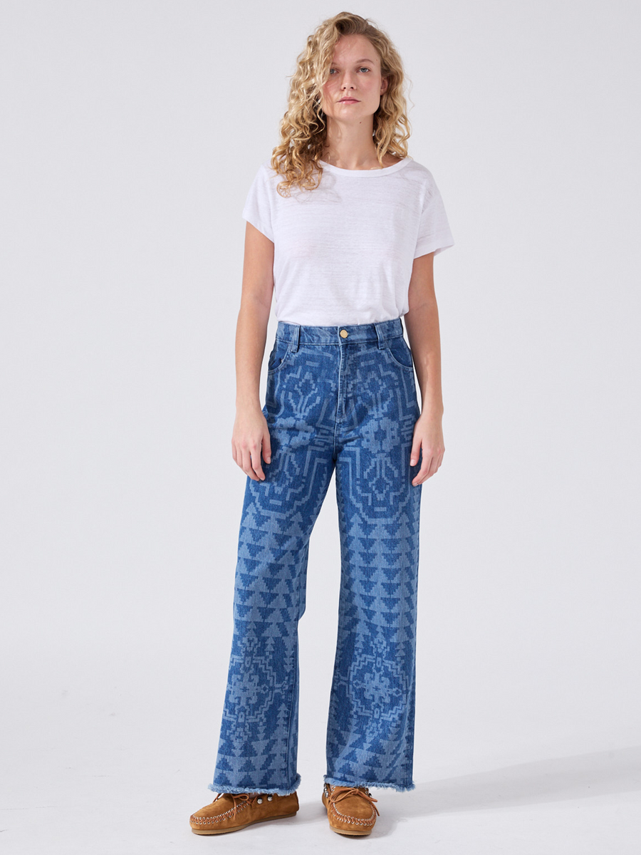 Marley Cropped Wide Leg Jeans Blue