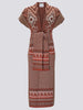 Sahara Merino Jacquard Long Gilet Terracotta
