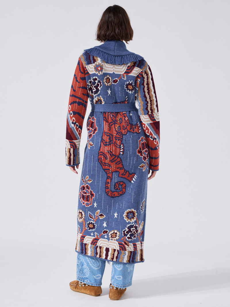 Tibetan Tiger Merino Duster Blue
