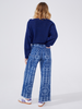 Marley Laser Printed Cropped Wide Leg Jeans Denim Blue