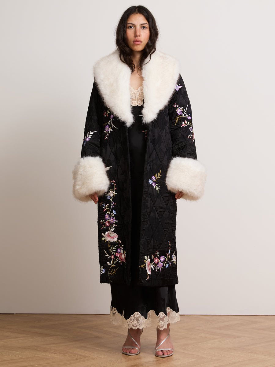 Olsen Satin Coat Black