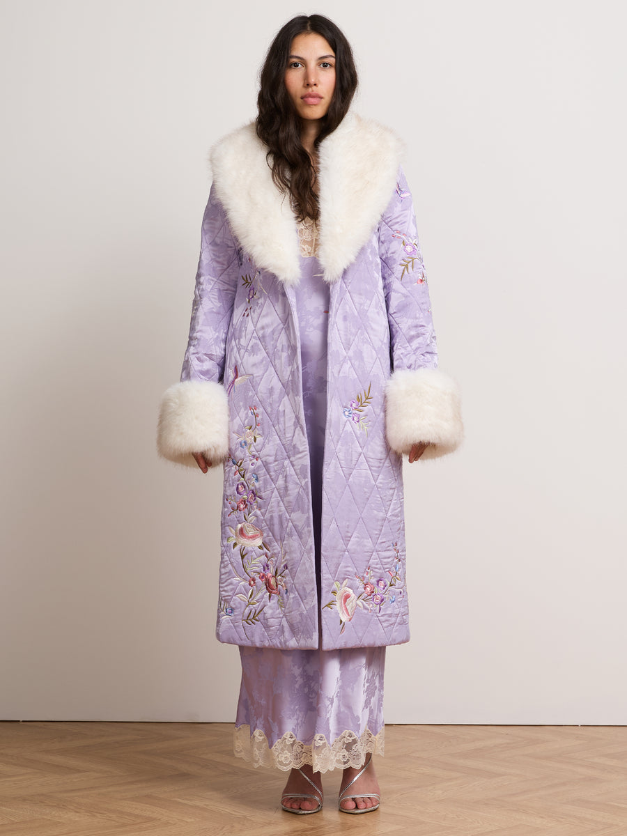 Olsen Satin Coat Lilac