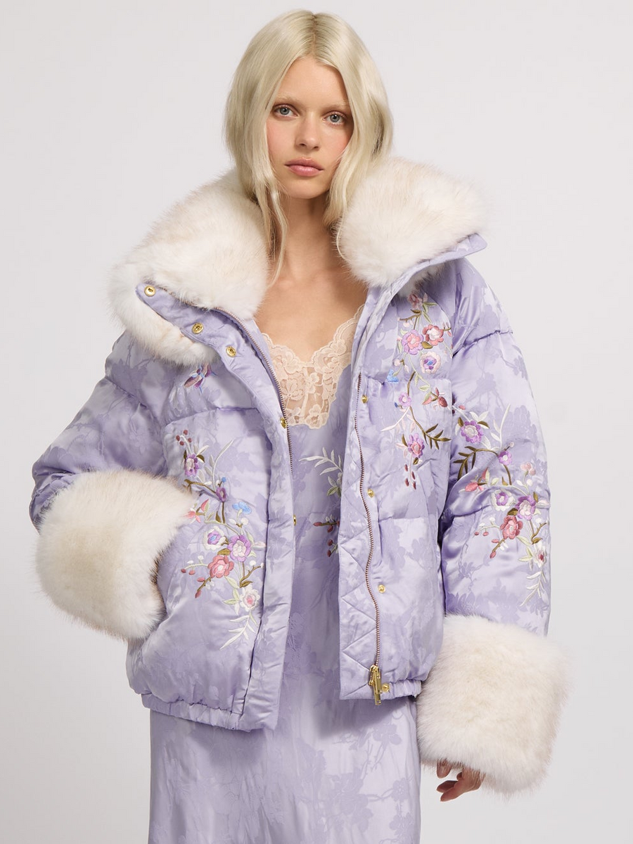 Olsen Satin Puffer Jacket Lilac