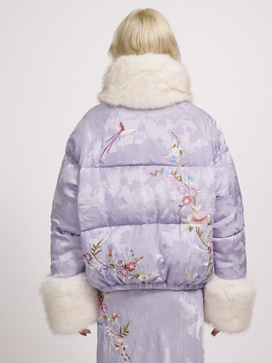 Olsen Satin Puffer Jacket Lilac