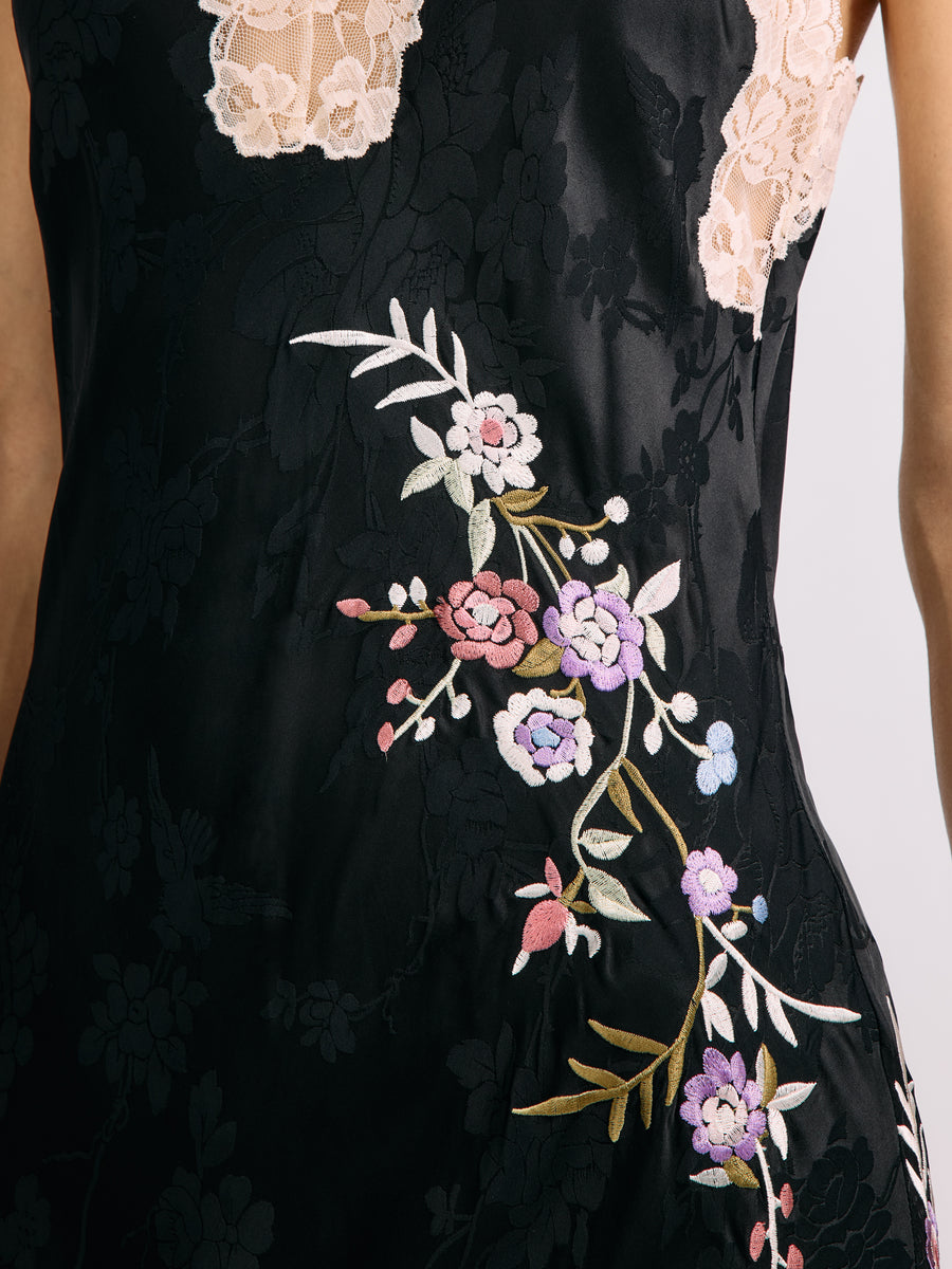 Olsen Satin Slip Dress Black