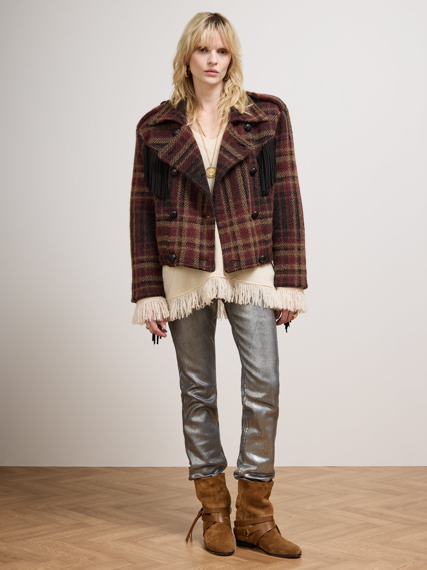 Oscar Check Jacket Brown