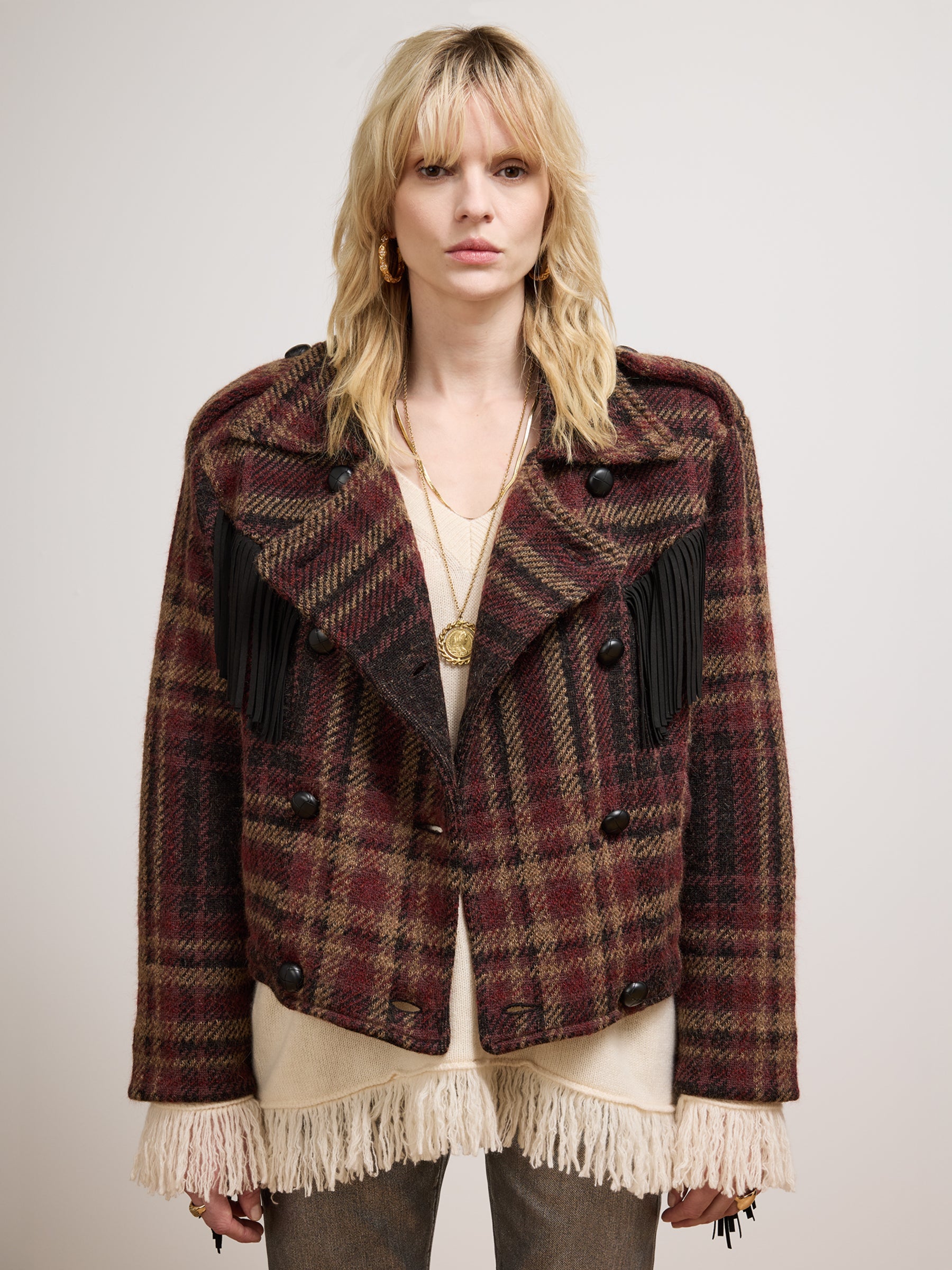 Oscar Check Jacket Brown