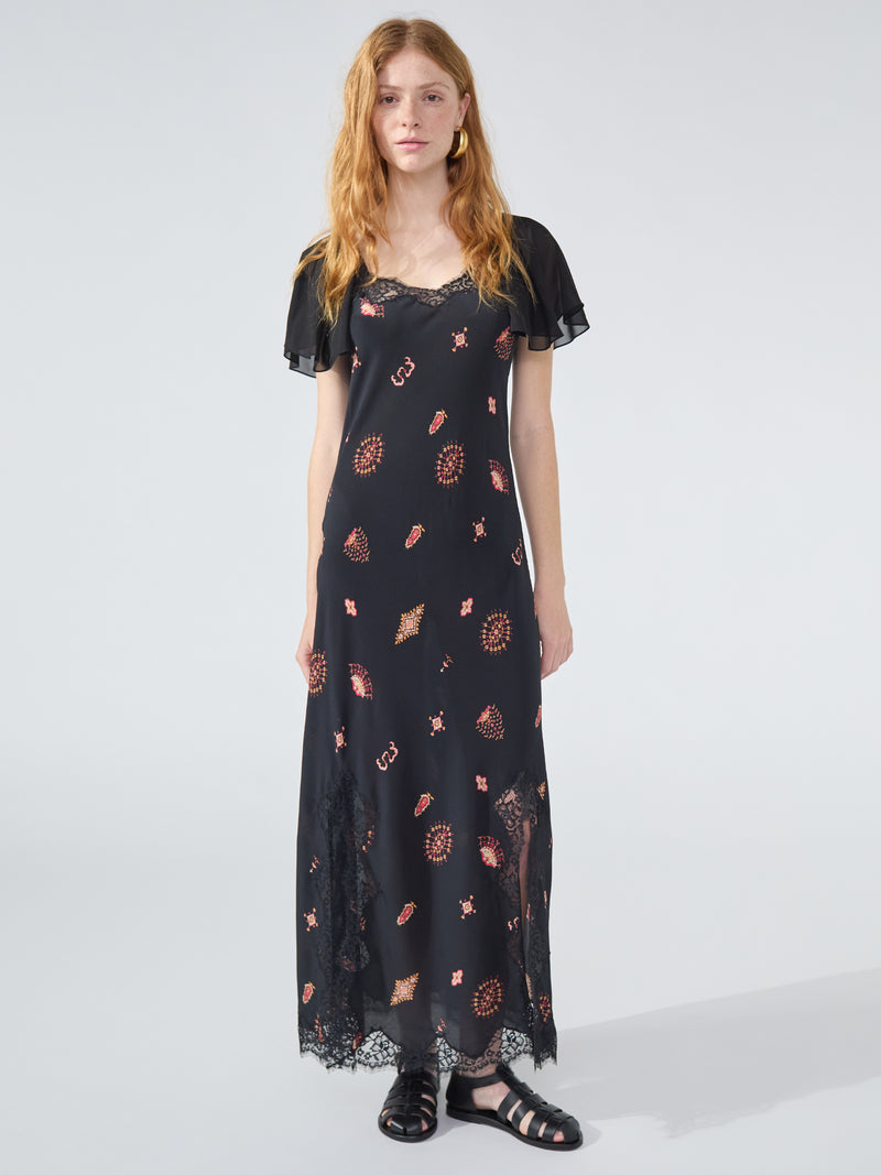 Peggy Flutter Sleeve Maxi Dress