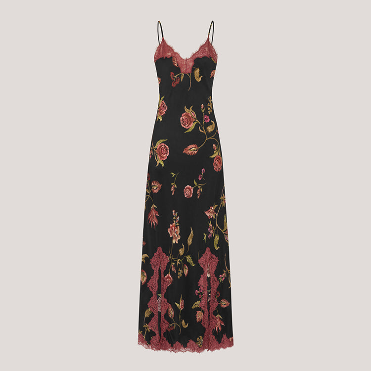 Talitha Silk Slip Dress Black
