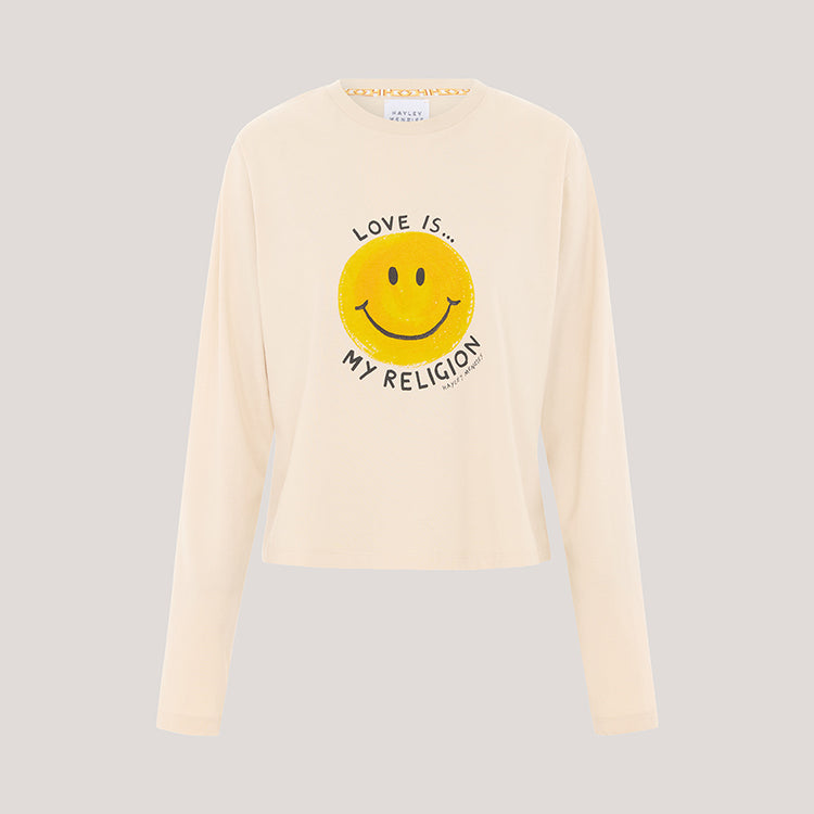 Smiley Love Long Sleeve T-Shirt Ecru