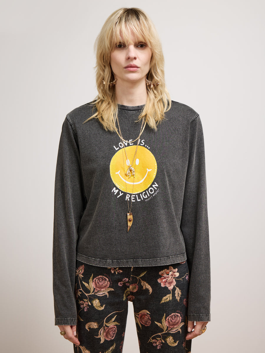 Smiley Love Long Sleeve T-Shirt Grey
