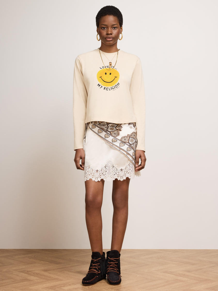 Smiley Love Long Sleeve T-Shirt Ecru
