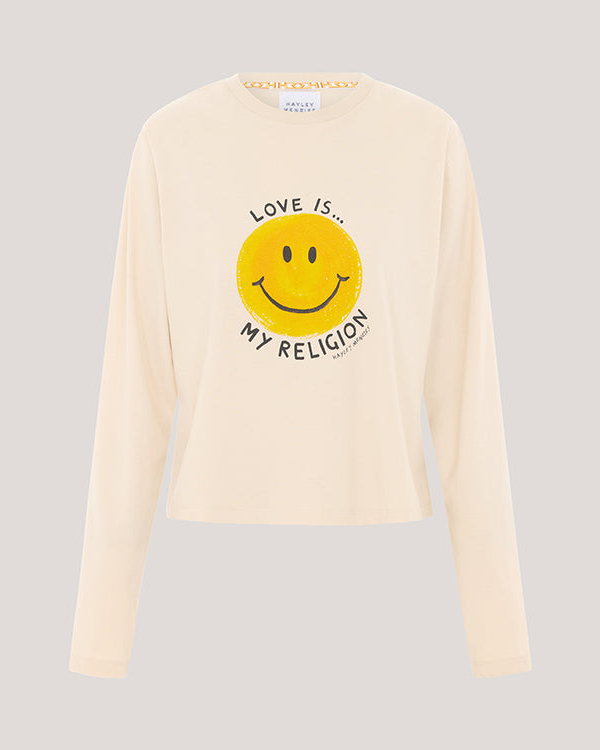 Smiley Love Long Sleeve T-Shirt Ecru