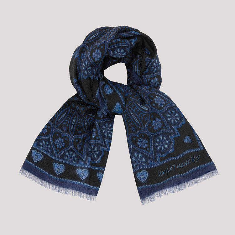 Dalton Cashmere Scarf Blue Large