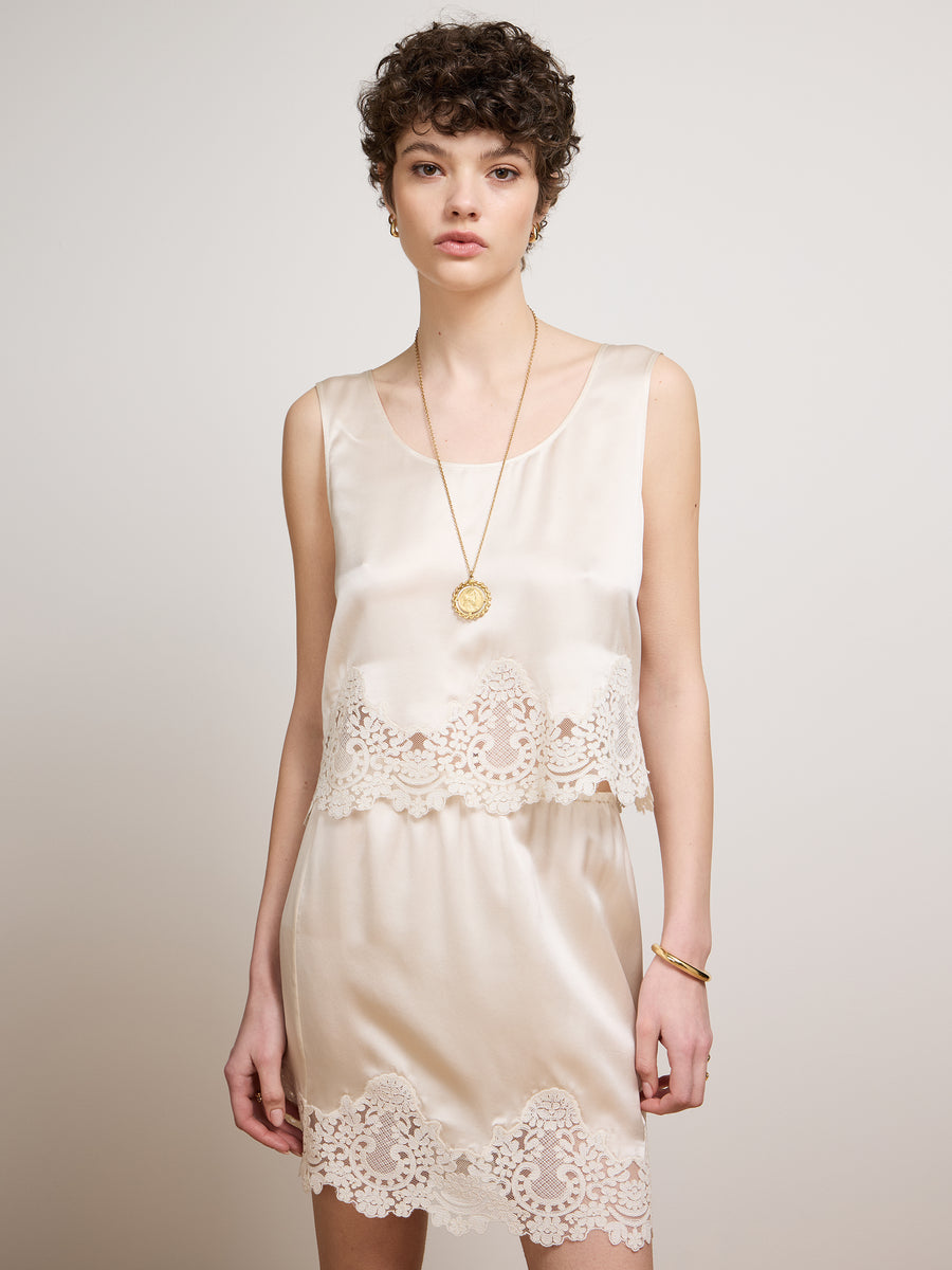 Indy Silk Skirt Oyster