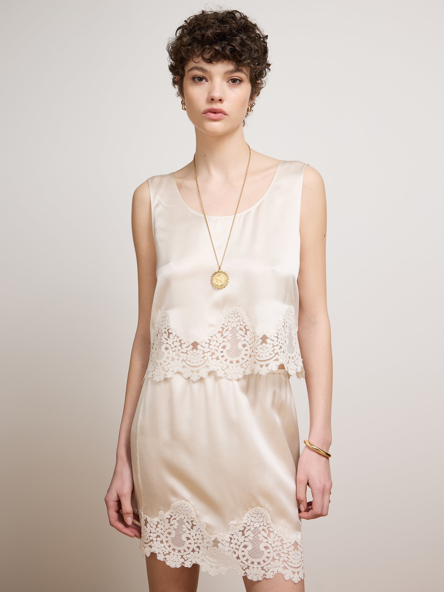 Indy Silk Skirt Oyster