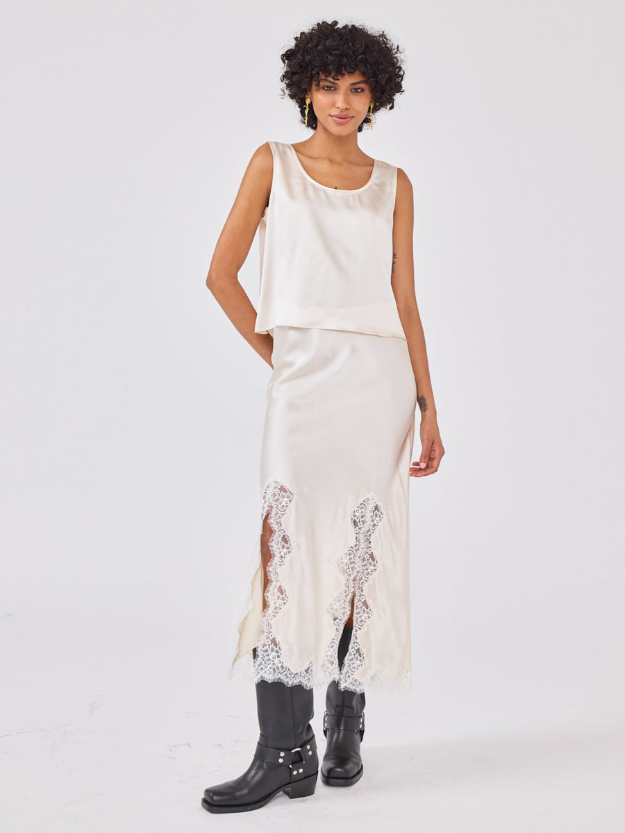 Liv Silk Skirt Oyster