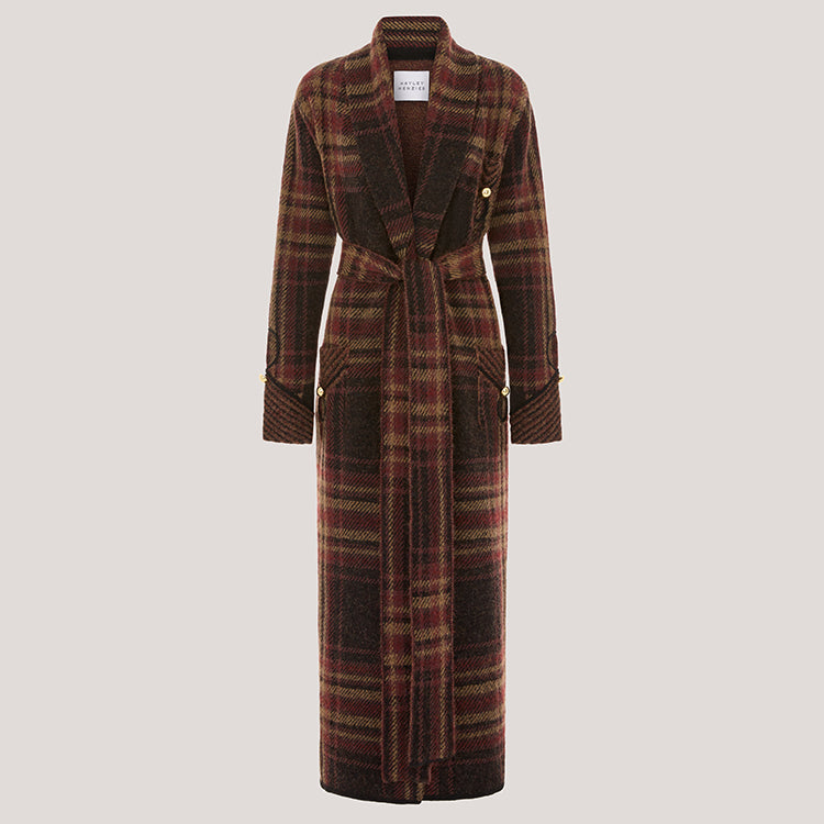 Hari Check Coat Brown