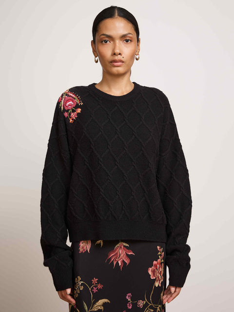 Talitha Embroidered Jumper Black